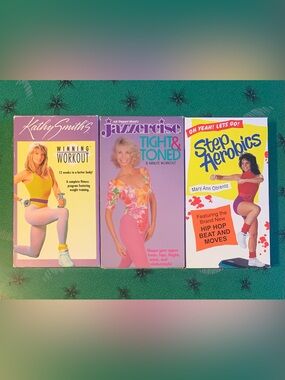 Lot of 3 1980s Aerobic Exercise VHS Tapes Jazzercise Campy Grandmacore